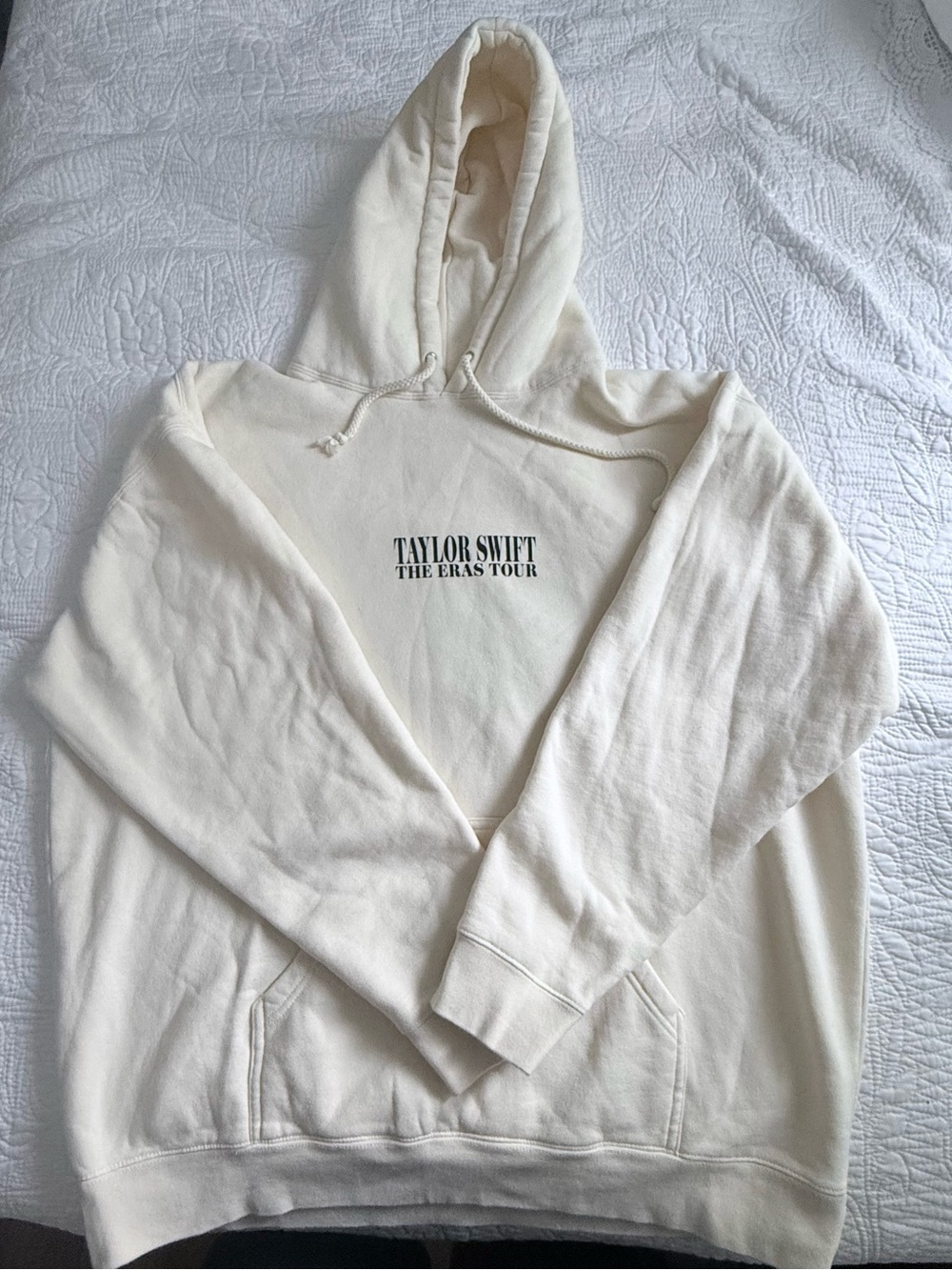 Taylor Swift Cream Hoodie with Black Logo